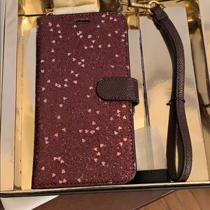 iPhone X glitter raspberry wristlet case Coach